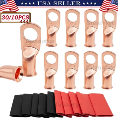 30X Ring Terminal Battery Cable Ends Copper Eyelets Electrical Battery Connector - Image 1 of 4
