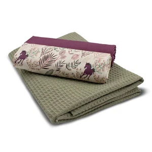 Set 1x Waffelstoff + 2x Baumwollstoff je 0,5m x 1,5m Stoffpaket Pferde Set 77 - Bild 1 von 6
