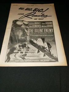 Póster promocional original de 1958 The Silent Enemy raro ¡anuncio enmarcado! - Imagen 1 de 1
