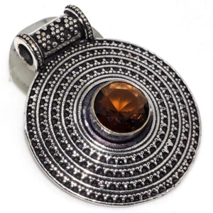 Smoky Topaz 925 Silver Plated Antique Pendant 1.8" Best Gift For Women AU g419 - Picture 1 of 3