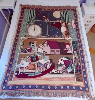 Vintage Goodwin Weavers Christmas Tapestry Blanket 100% Cotton 1997 - Image 1 of 4