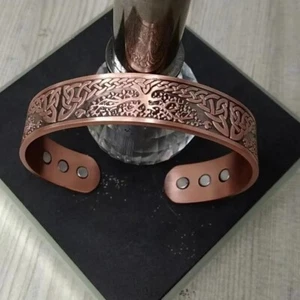 Magnetic Solid Pure Copper Tree Of Life Copper Bracelet Bangle Relief Arthritis - Picture 1 of 24