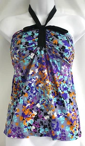 Liz Lange Maternity Target Floral Swimsuit TOP ONLY New NWOTS Grey Blue - Picture 1 of 8