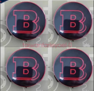 Tapas centrales Mercedes 75 mm emblemas Brabus logotipo aleación llantas insignias rojo brillante negro - Imagen 1 de 3