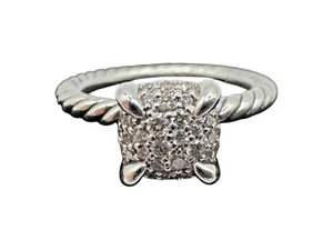 David Yurman Sterling Silver Petite Chatelaine Pave Diamond Ring Sz 4.75, 1.8dwt - Picture 1 of 4