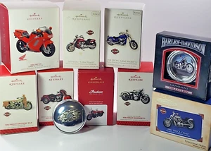 Lote de 10 adornos de recuerdo de motocicleta Hallmark Harley Davidson Honda Indian - Imagen 1 de 17