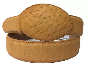 Mens Yellow Smooth Ostrich Exotic Skin Leather Western Rodeo Cowboy Belt Size 40 - Picture 1 of 5