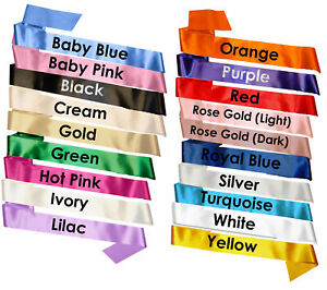 Make Your Own Sashes Plain Blank Sash Various Colours Rose Gold Pink Blue