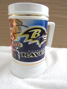 VINTAGE BALTIMORE RAVENS NFL SUPER BOWL XXXV AFC CHAMPIONS BEER STEIN 2001 - Picture 1 of 8