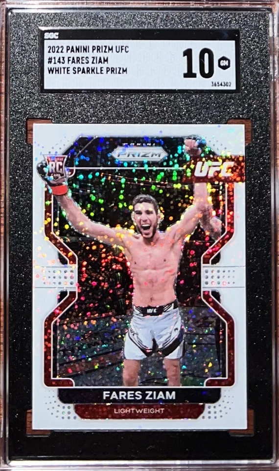 2022 PANINI PRIZM UFC  ROOKIE RC FARES ZIAM #143 White Sparkle SSP SGC 10 - Image 1 of 2