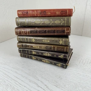 Lot Of 7 Vintage French Marbled Cover Books Bundle Leather Bound Colorful - Foto 1 di 9