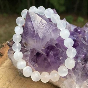 Gemstone Bracelet Reiki Healing Selenite Palm Stone 8mm Beads Crystal Healing. - Picture 1 of 9