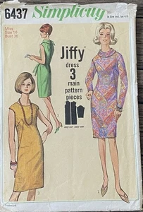 Vestido de mujer Simplicity 6437 Jiffy vintage patrón de costura talla 16 busto 36 pulgadas - Imagen 1 de 3