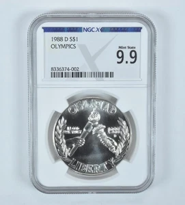 1988-D Olympic Torches Commemorative Silver Dollar Mint State 9.9 NGC X NGCX - Picture 1 of 5