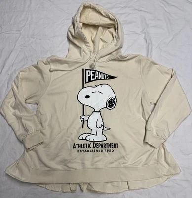 Sudadera con capucha Snoopy Peanuts de Zara Pullover para mujer talla grande (L) crema manga larga Foto 1 de 4