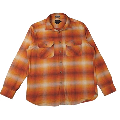 Camisa Pendleton Para Hombre Grande Naranja A Cuadros Marrón Óxido Botones Burnside Franela Foto 1 de 4