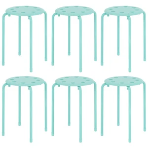 Stacking Stools Set of 6, 17.7 Inch Standard Height, Portable Plastic Colourf... - Picture 1 of 7