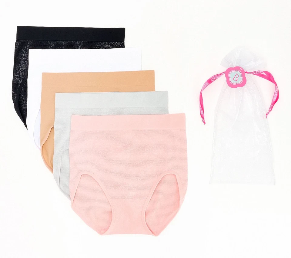 Breezies Brillantes Rayas Sin Costuras Calzoncillos Paquete de 5 en Bolsa de Regalo Básico 1X Nuevo Foto 1 de 1