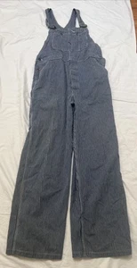 Big Mac VTG Hickory Stripe Denim Overalls Size 40x34 USA Workwear - Picture 1 of 13