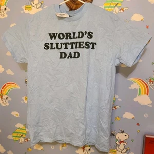 Danny Duncan Mens Blue "World's Sluttiest Dad" Shirt Size Medium New With Tags & - Picture 1 of 6