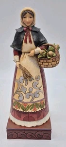 Jim Shore Give Thanks For the Bounty 10" Heartwood Creek Female Pilgrim 4014445 - Picture 1 of 6