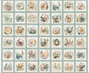 Cotton Tails Small Animal Picture Patch Duck Rabbit 36x44" Cotton Fabric Panel - Picture 1 of 1