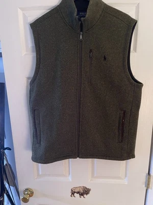 Polo Ralph Lauren Forrest Verde Para Hombre Chaleco Polar Usado en Excelente Condición Cremallera Chaqueta Sin Mangas XL Foto 1 de 4