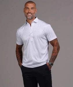 Collars and Co Dress Collar Polo Shirt Size Small  White Pebble Beach  $88 Nwot  - Picture 1 of 8