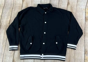 Mens ASOS Design Varsity Style Button Jacket Black White Size Large - Picture 1 of 5