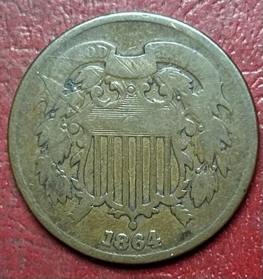 1864  Two Cent Piece. Free Shipping - Image 1 of 2