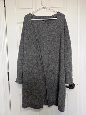 Cárdigan tejido gris abierto línea larga de lana mohair COS para mujer talla mediana Lagenlook  Foto 1 de 4