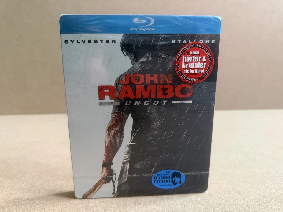 John Rambo 2008 Uncut Rated R Blu-ray Steelbook Tattoo Amazon excl. spio jk - Bild 1 von 4
