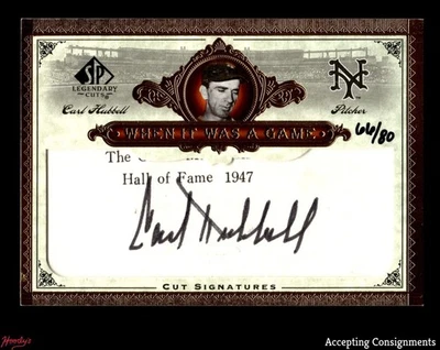 2006 SP Legendary Cuts When It Was A Game Cuts #CH Carl Hubbell 66/80 automático Foto 1 de 2
