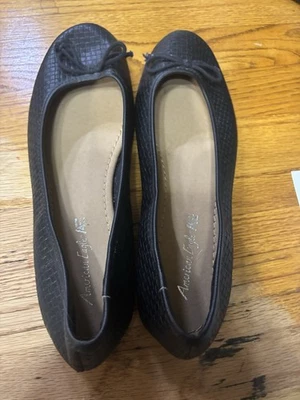 Женские балетки без шнуровки American Eagle черные размер 10 M искусственная кожа бант б/у в отличном состоянии - Изображение 1 из 4