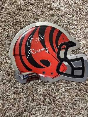 Placa de capacete autografada Andy Dalton e Giovani Bernard Cincinnati Bengals - Imagem 1 de 4