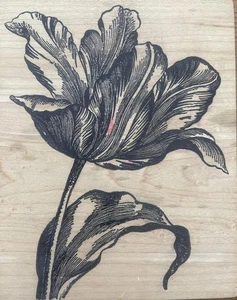 MAGENTA Rubber Stamp PARROT TULIP FLOWER XL approx 5.5 X 4.25" free USA ship - Picture 1 of 2