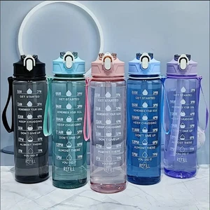 Botella de agua deportiva de gran capacidad 800 ml/27 oz taza de plástico a prueba de fugas con - Imagen 1 de 16