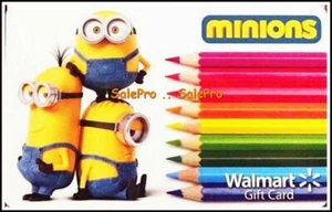 WALMART 2015 UNIVERSAL STUDIO MINIONS COLORED PENCILS RARE COLLECTIBLE GIFT CARD - Picture 1 of 2