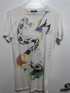 BALMAIN MENS SHIRT T-SHIRT XS SLIM FIT FLOWER AND SNAKE RUNWAY - Picture 1 of 3