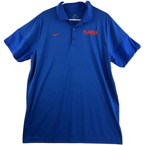 Nike Dri-Fit Men’s XL UF Florida Gators Baseball Blue Orange Polo 945841-493 Cover