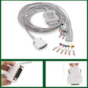 10-Leads ECG EKG Cable Lead wire Compatible Mortara ELI 10, 150, 250 Banana 4.0 - Imagen 1 de 10
