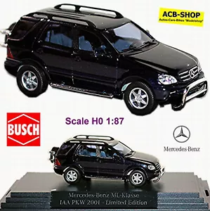 Mercedes Ml-Class Restyling 2001 W163 + Bull BAR Blu Scuro Metallico 1:87 Busch - Foto 1 di 9