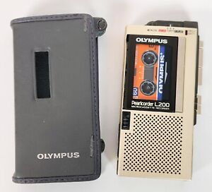 Olympus Pearlcorder L200 MicroCassette Voice Recorder Micro Cassette Works Case