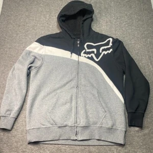 Fox Racing Hoodie Jacket Men's Large Sasquatch Sherpa Lined Heavyweight Y2K - Picture 1 of 9