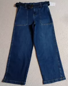 New W/Tag Time And Tru Womens Size 2 Blue Denim Jean Paperbag Pants With Belt 23 - Picture 1 of 11