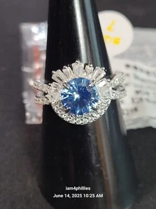 Bomb Party The Sterling Club RBP6382- Sz 7 Lab Created Baby Swiss Blue Topaz - Picture 1 of 4