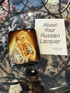 Russian Lacquer Box Fedoskino Art Painting School Portrait Handmade Jewelry Box  - Picture 1 of 8