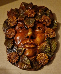 Wandrelief grüner Mann "Gänseblümchenprinz" - heidnischer Wicca (J116) - Bild 1 von 4