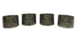 Vintage Antique Victorian Style Silver Plated Floral Rose Napkin Rings Set Of 4 - Picture 1 of 9