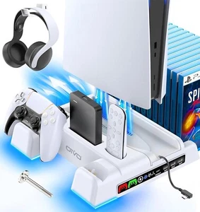 PS5 / PS5 Slim Stand e Stazione di Raffreddamento con Controller LED Stazione di Ricarica fo - Foto 1 di 7